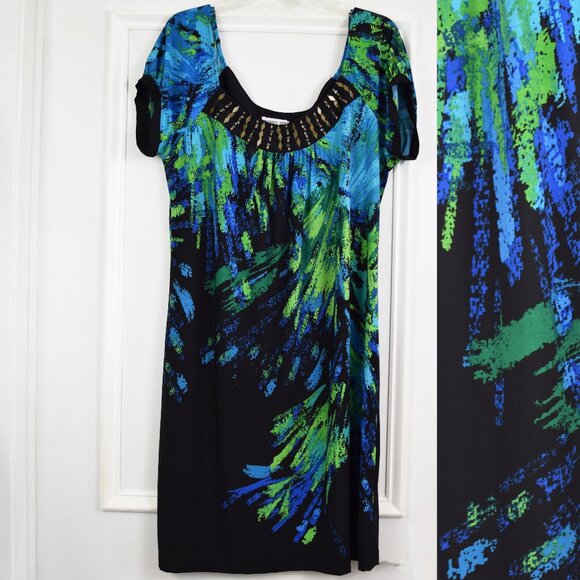 Robbie Bee Dress Women 16 Pullover Cap Sleeve Comfy Casual Travel Midi Vibrant - Picture 1 of 11